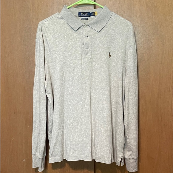 Polo by Ralph Lauren Men's Heather Gray Long Sleeve Polo - Picture 1 of 3